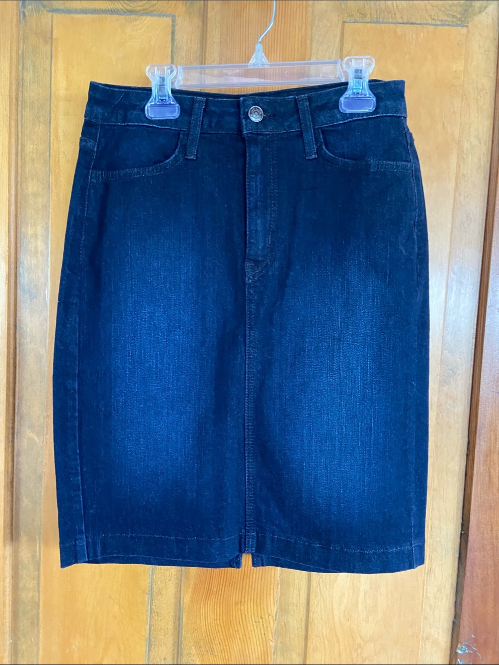 Dark Blue Denim Pencil Skirt - Classic Straight Fit